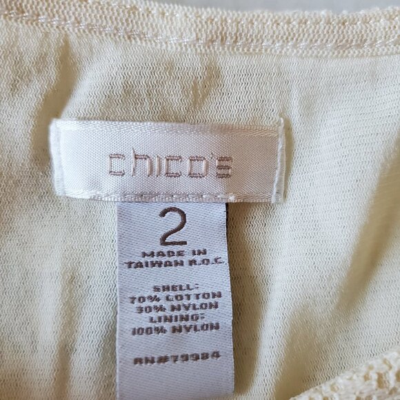 Chico's Lace Overlay Sheer Blouse with Batwing Sleeves - Picture 8 of 11